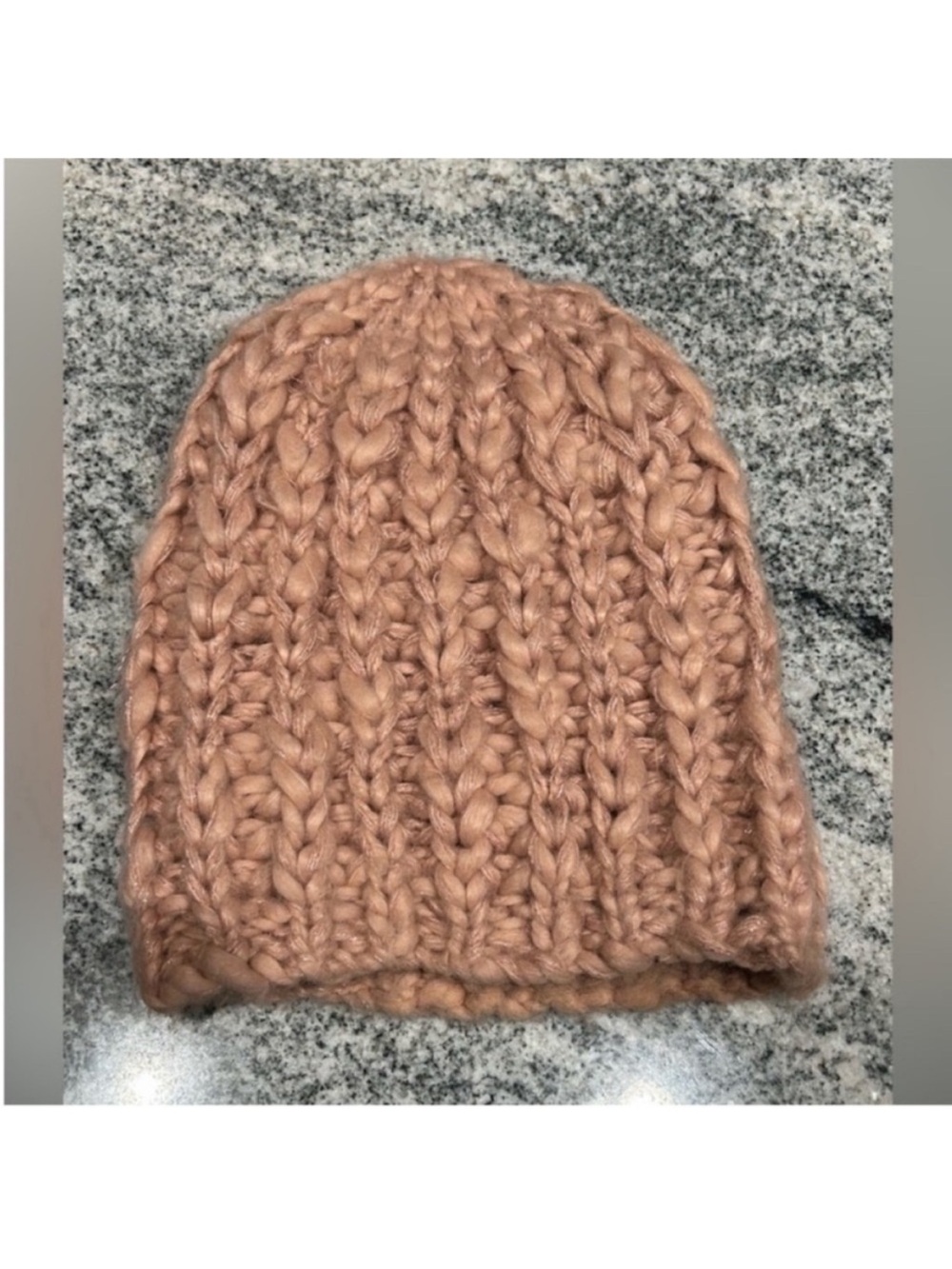 Mossimo pastel pink rose gold chunky knit hat beanie sparkly